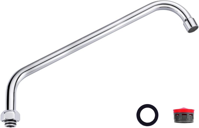 IVIGA G3/4 Internal Thread Commercial Faucet Swivel Spout Replacement: 14“ Add-on Swing Nozzle Spout - Chrome Polished Spout Replacement Part For Commercial Kitchen Sink Faucet - 1.8gpm/ 2.2gpm Aerator - Image 1